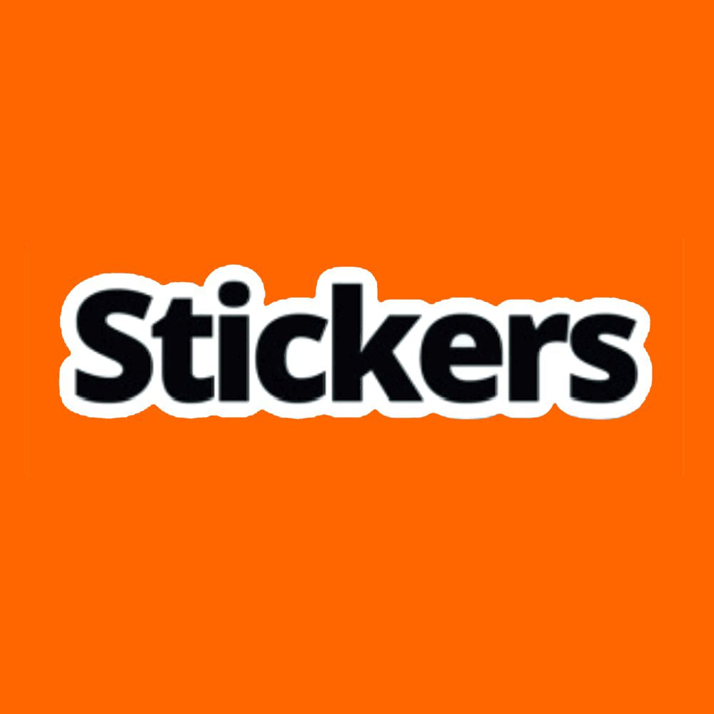 Stickers collection - bold orange background with sticker-style text