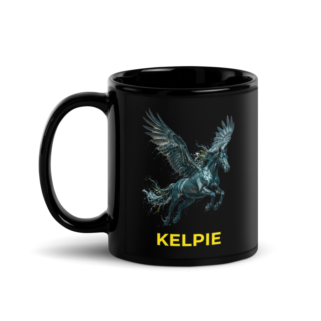 Kelpie Black Glossy Mug