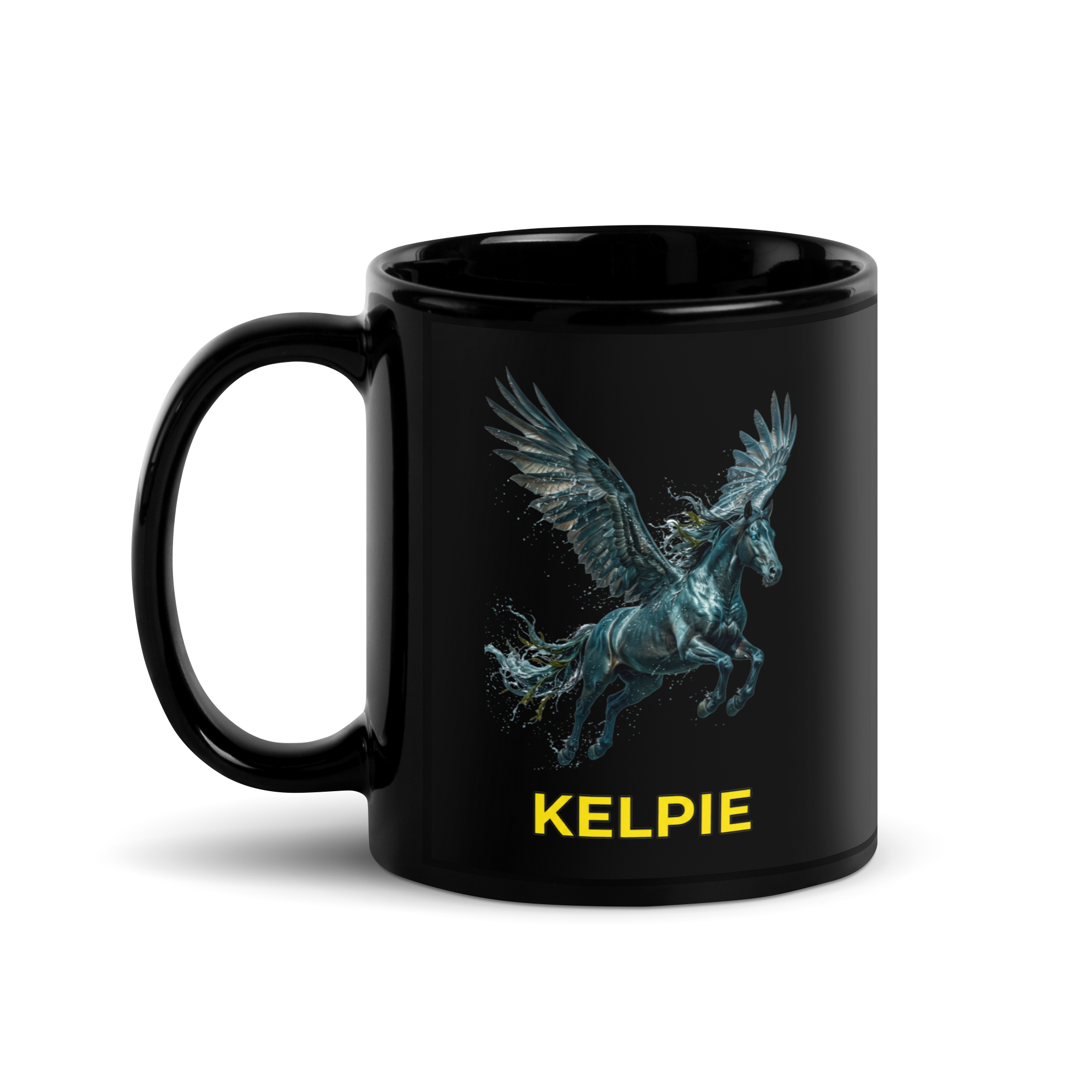 Kelpie Black Glossy Mug