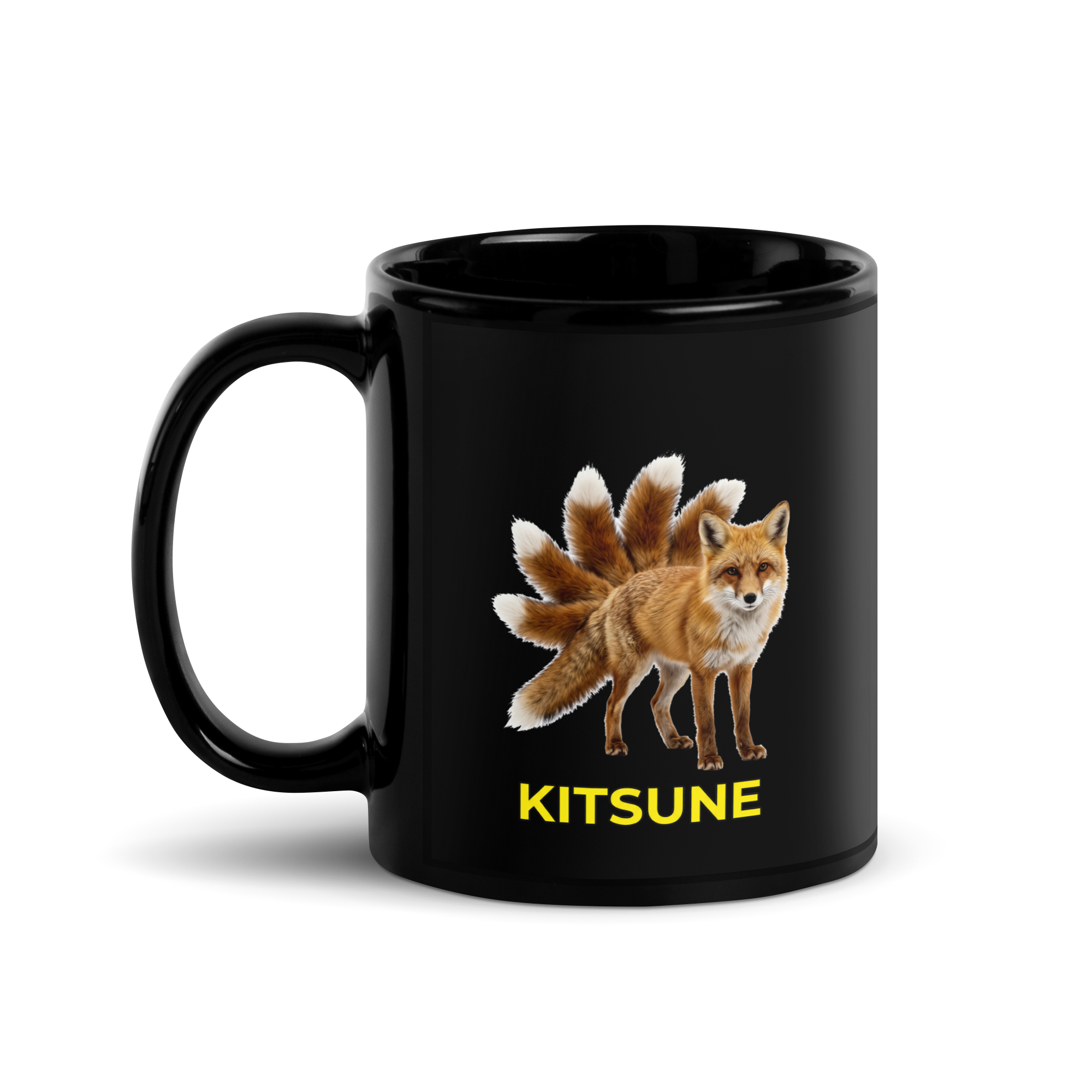 Kitsune Black Glossy Mug