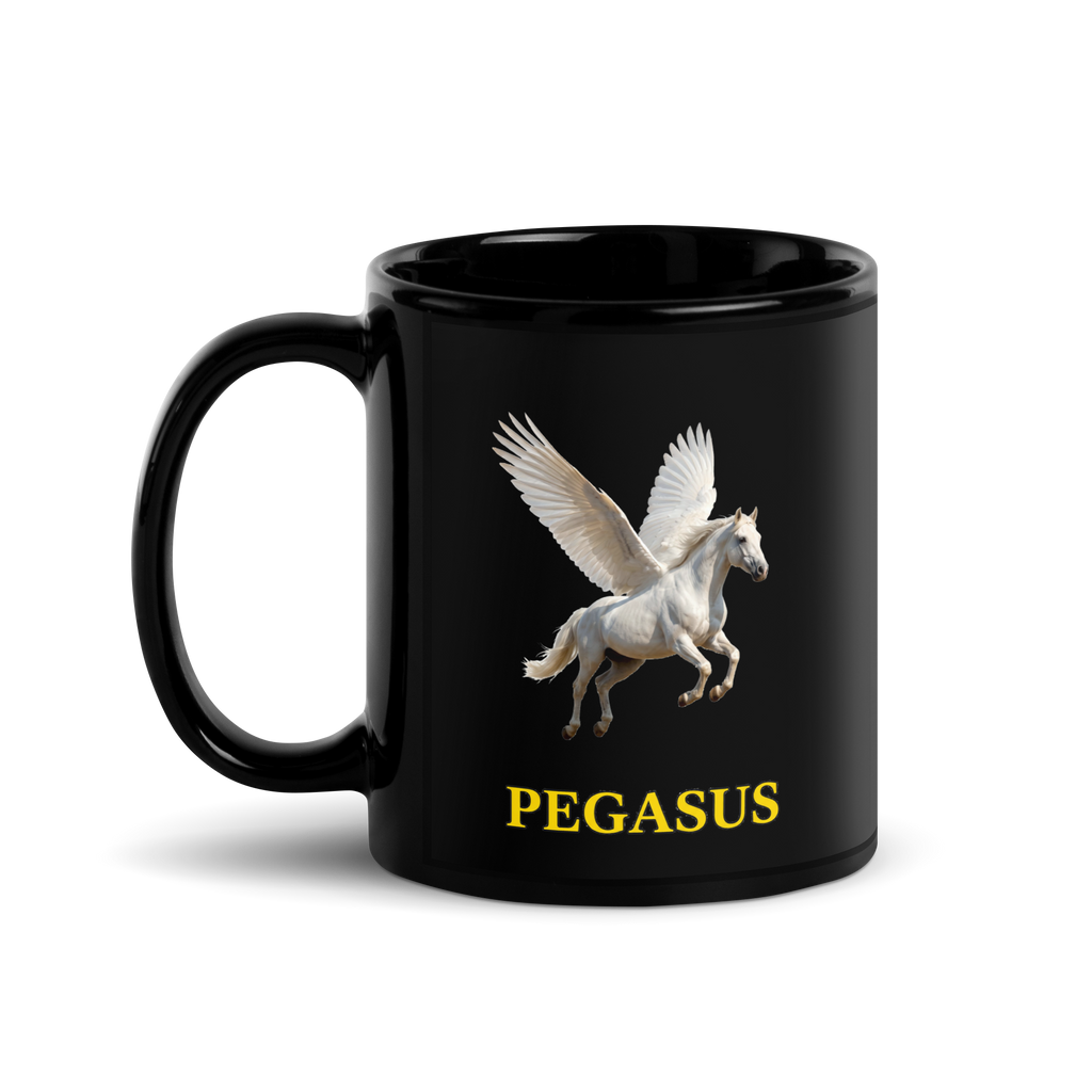 Pegasus Black Glossy Mug