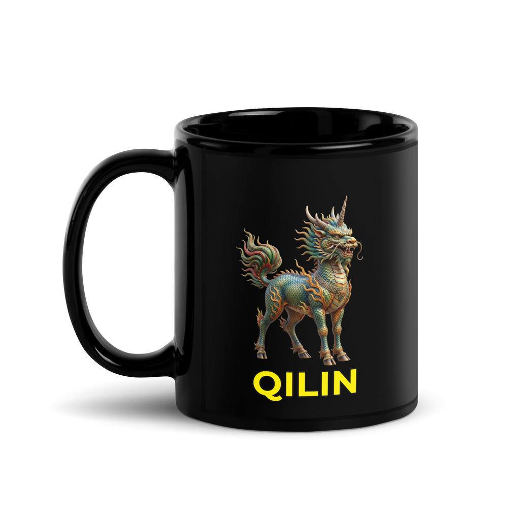 Qilin Black Glossy Mug