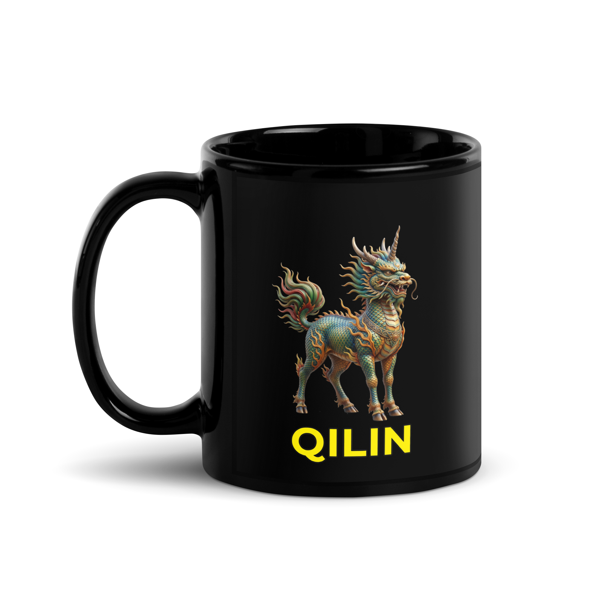 Qilin Black Glossy Mug