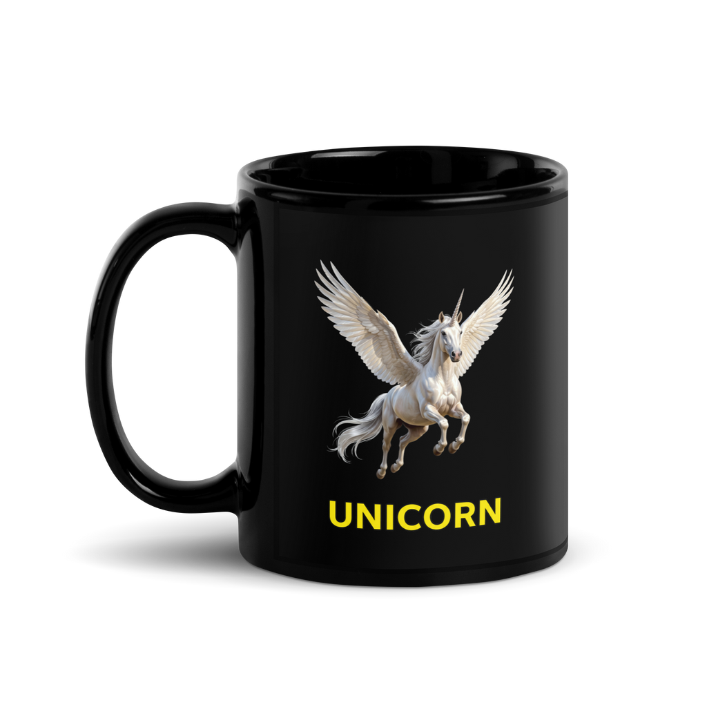 Unicorn Black Glossy Mug
