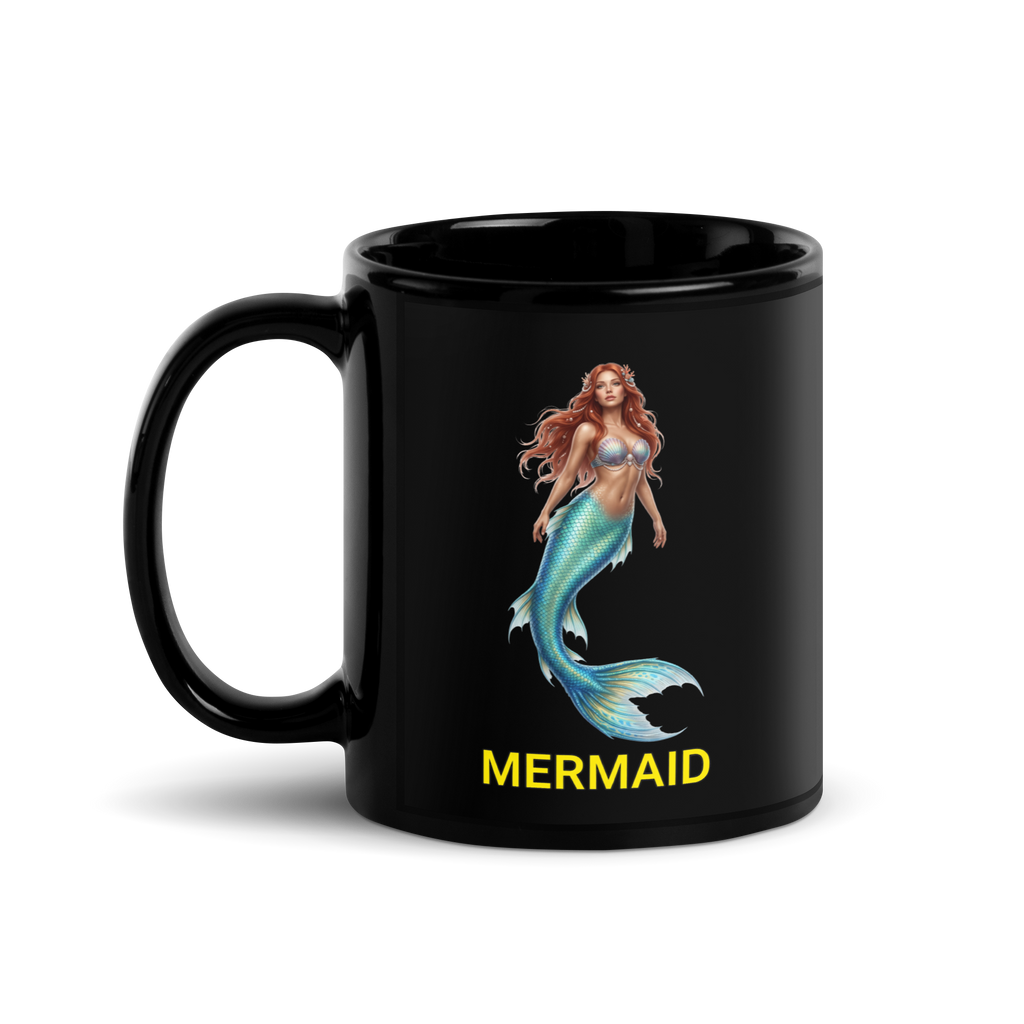 Mermaid Black Glossy Mug