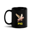 Flying Pig Black Glossy Mug