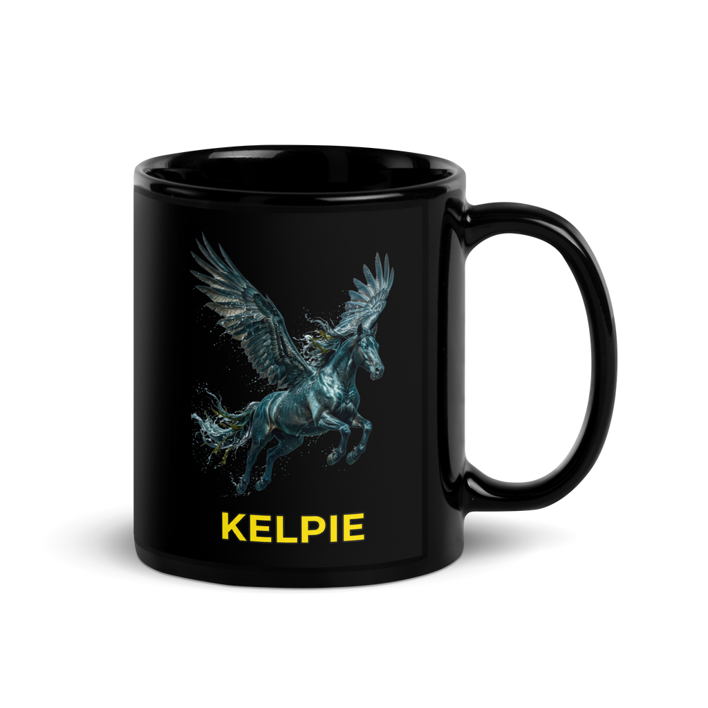 Kelpie Black Glossy Mug