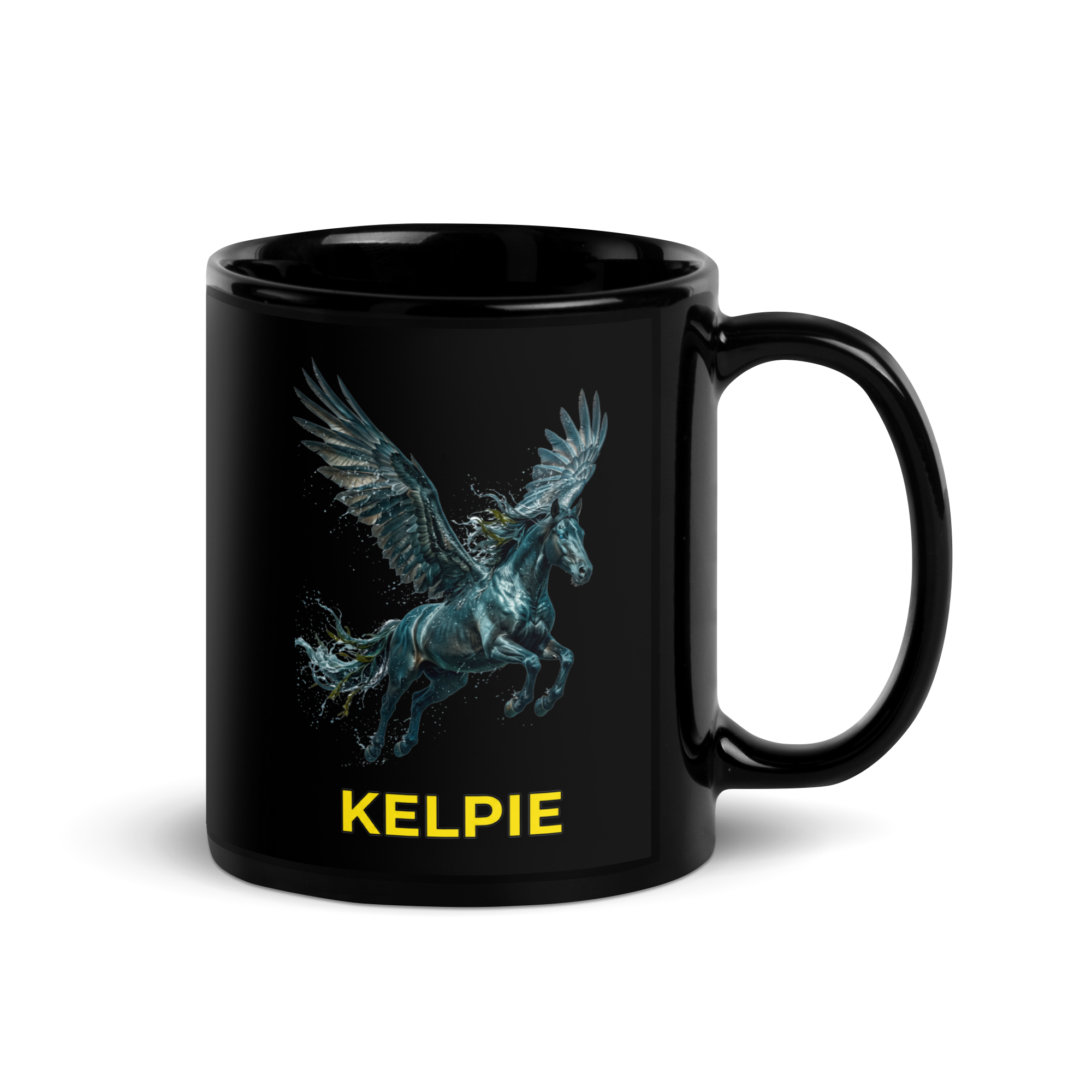 Kelpie Black Glossy Mug