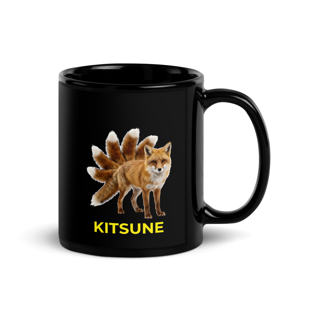 Kitsune Black Glossy Mug