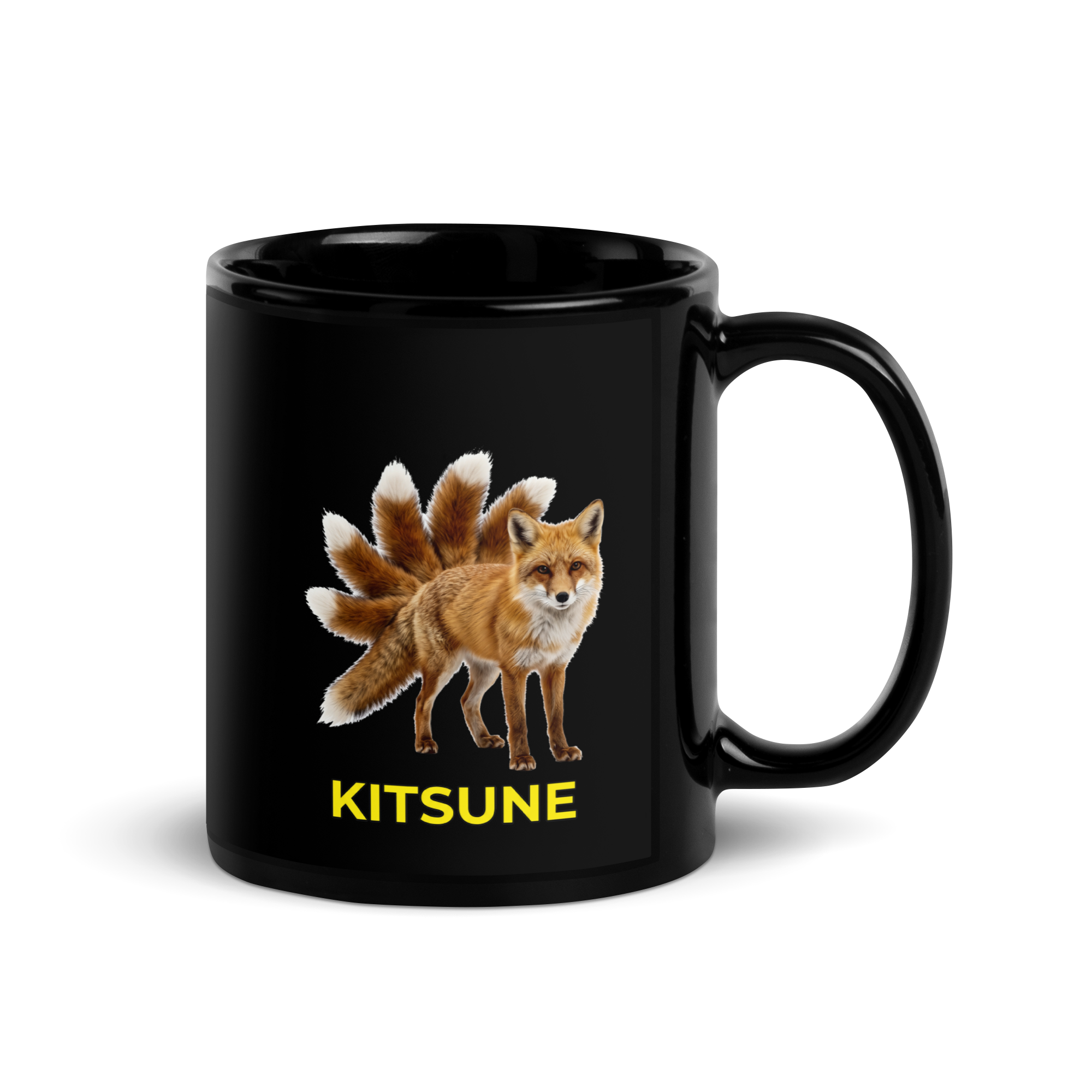 Kitsune Black Glossy Mug
