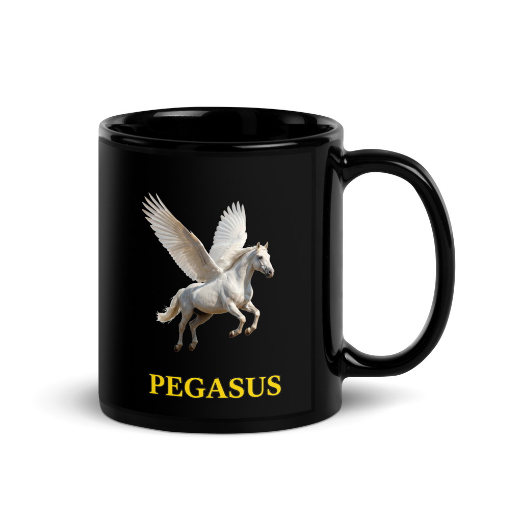 Pegasus Black Glossy Mug