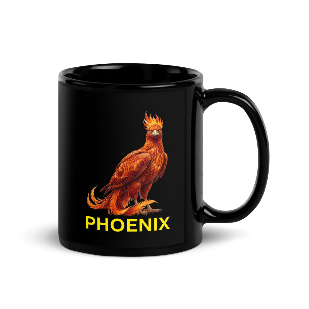 Phoenix Black Glossy Mug