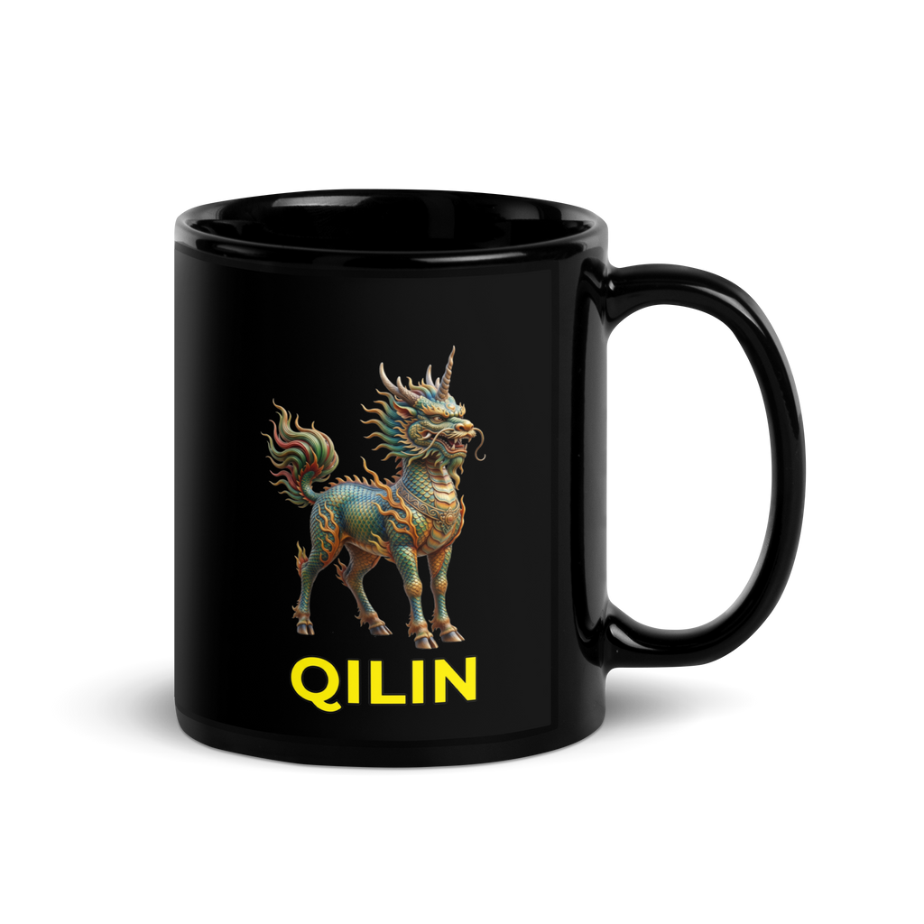 Qilin Black Glossy Mug