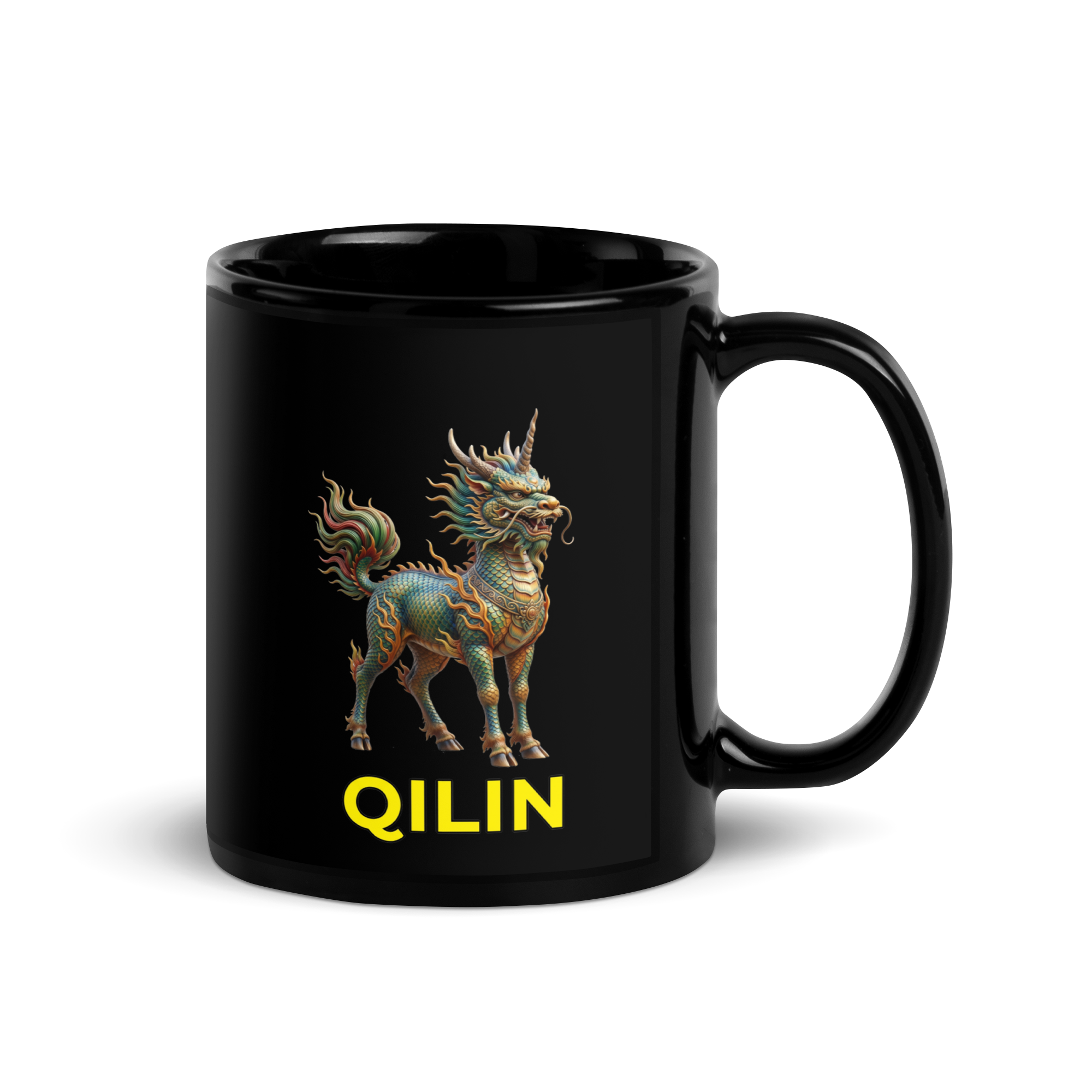 Qilin Black Glossy Mug