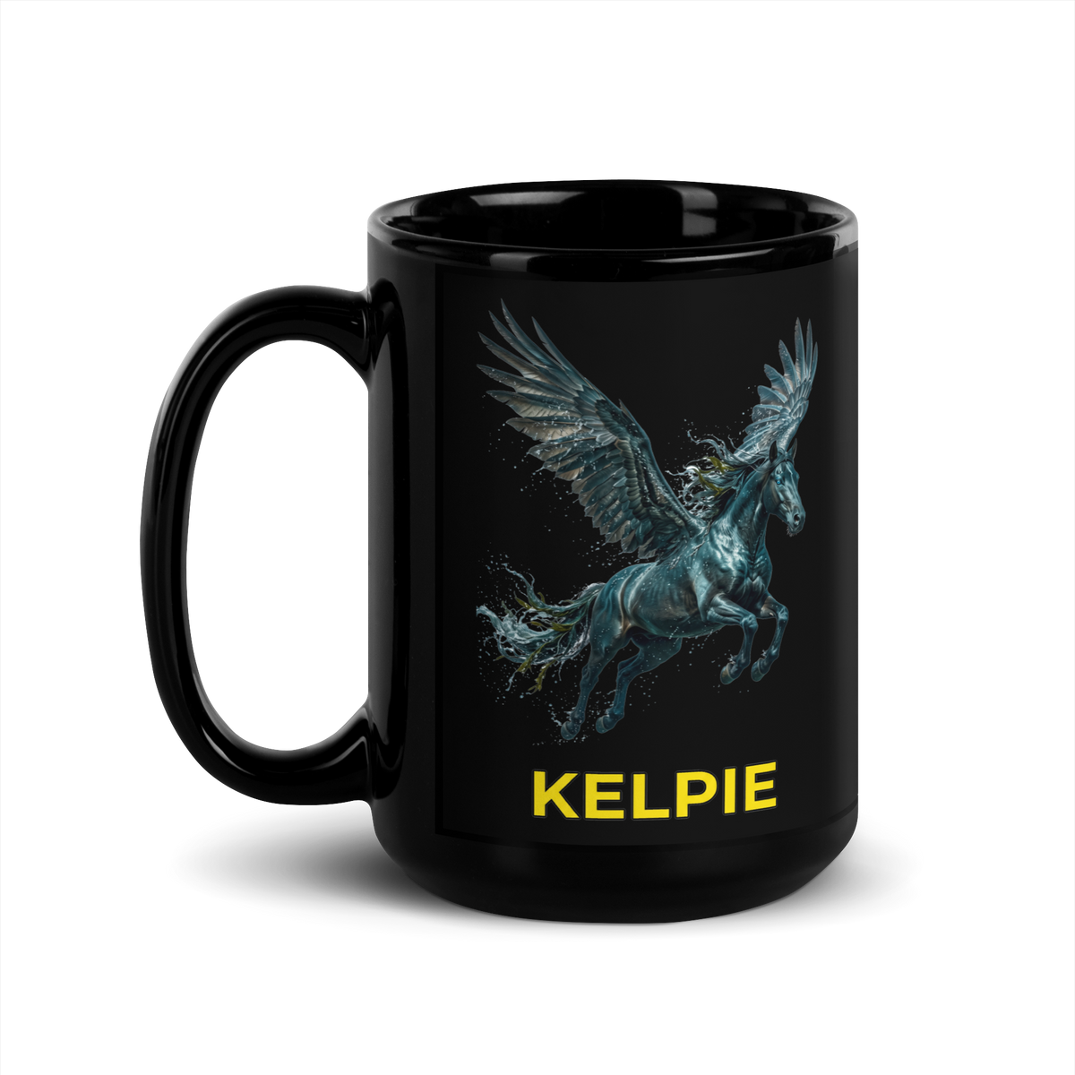 Kelpie Black Glossy Mug