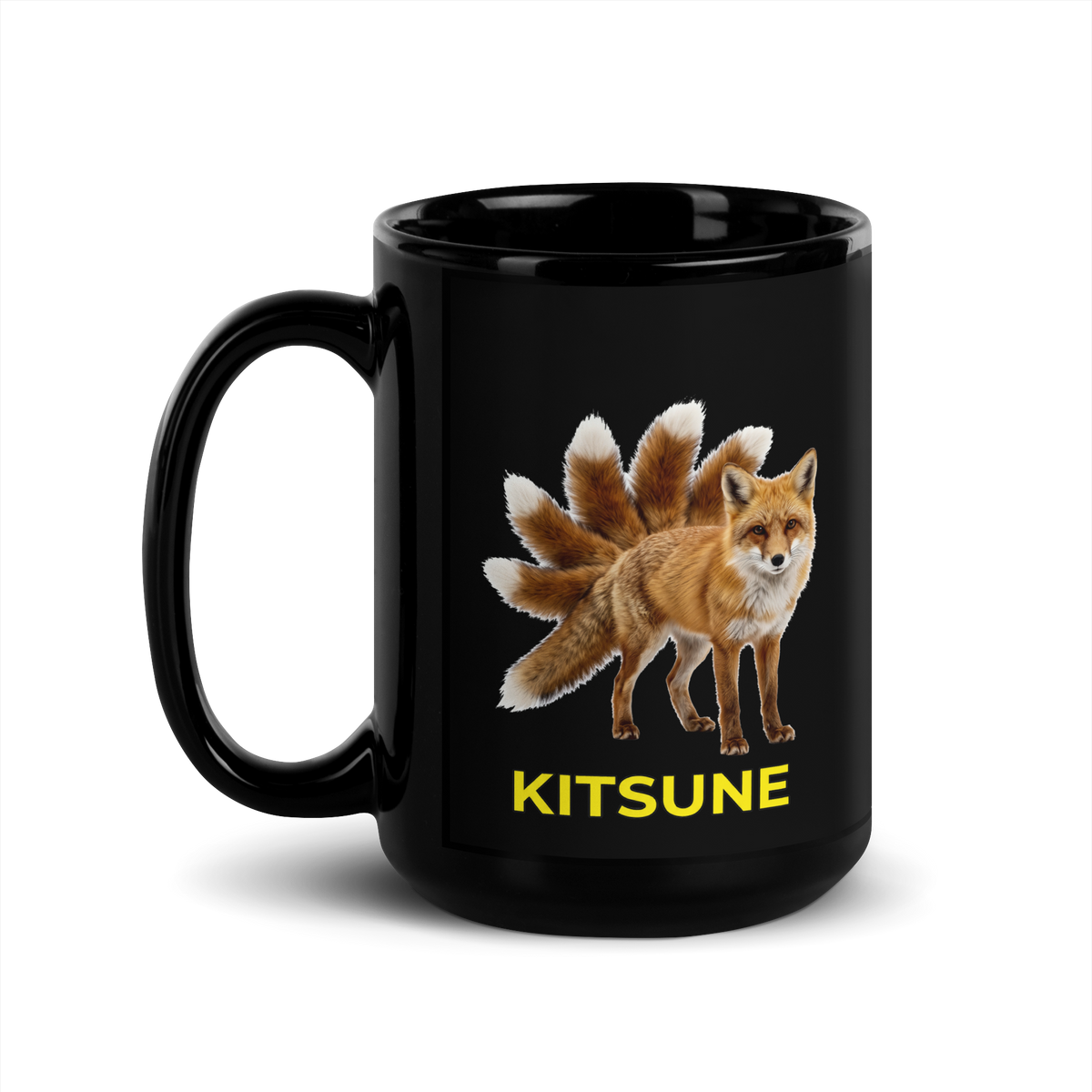 Kitsune Black Glossy Mug