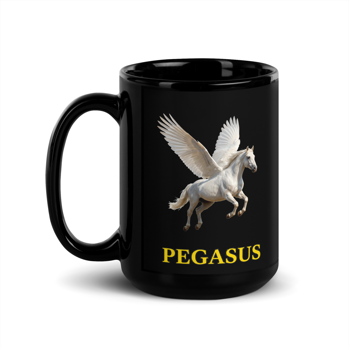 Pegasus Black Glossy Mug