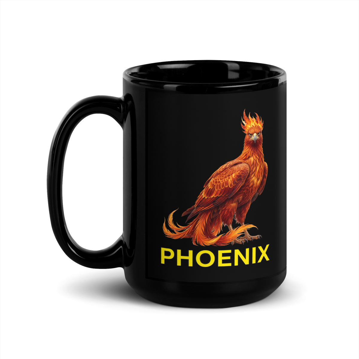 Phoenix Black Glossy Mug
