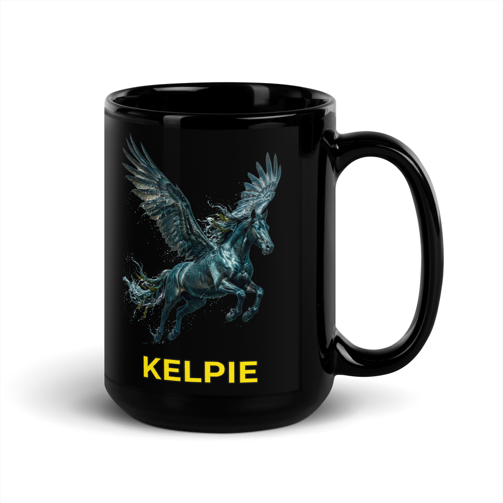 Kelpie Black Glossy Mug