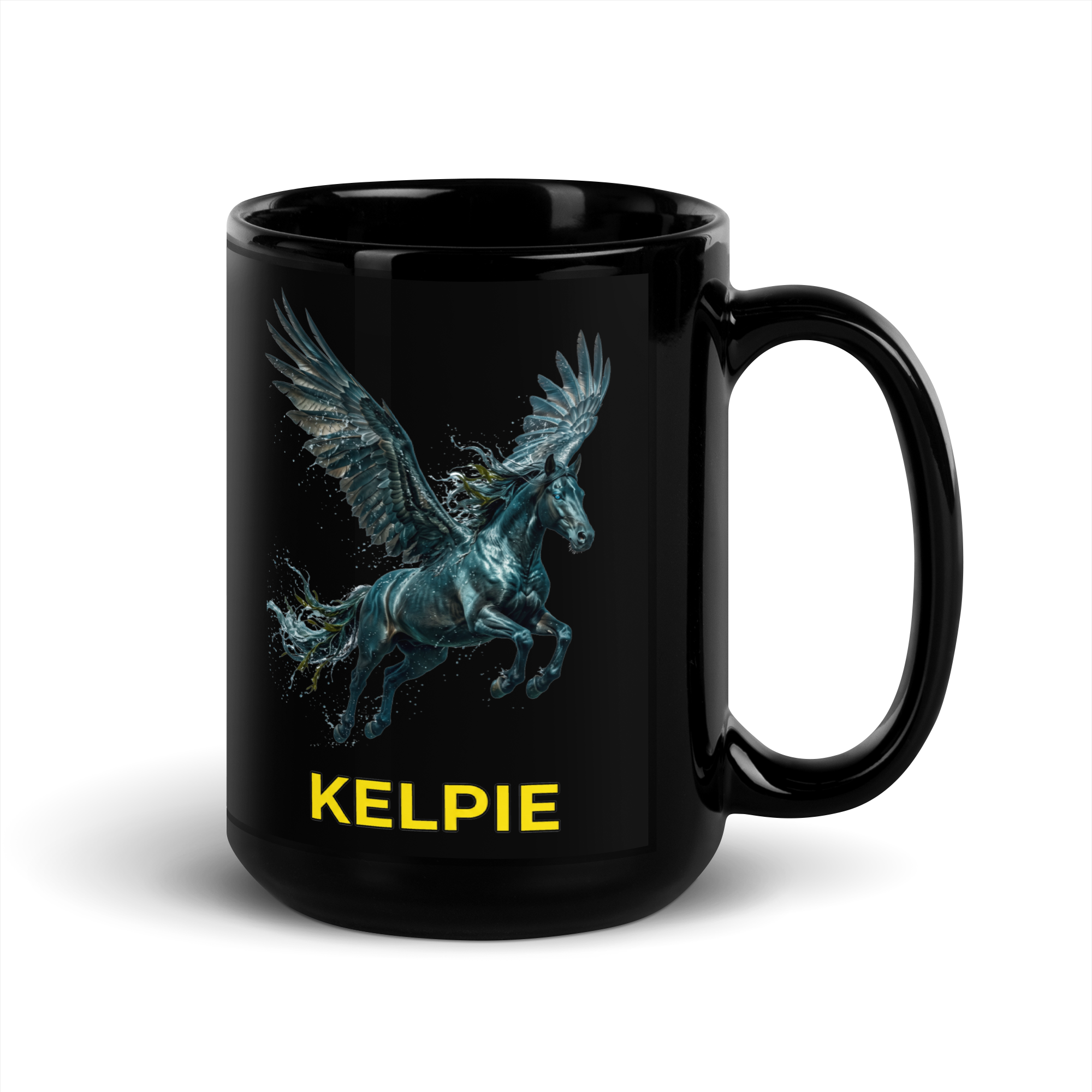 Kelpie Black Glossy Mug