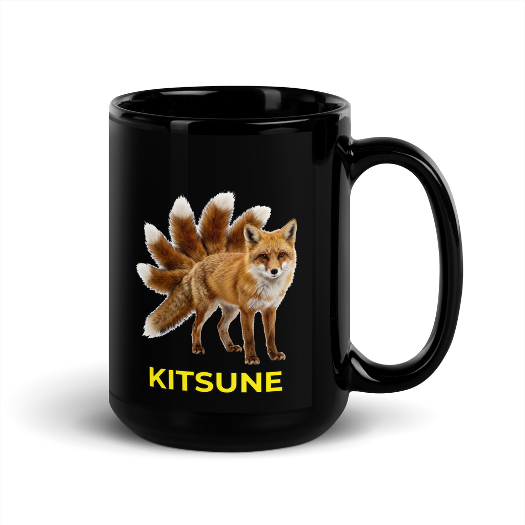 Kitsune Black Glossy Mug