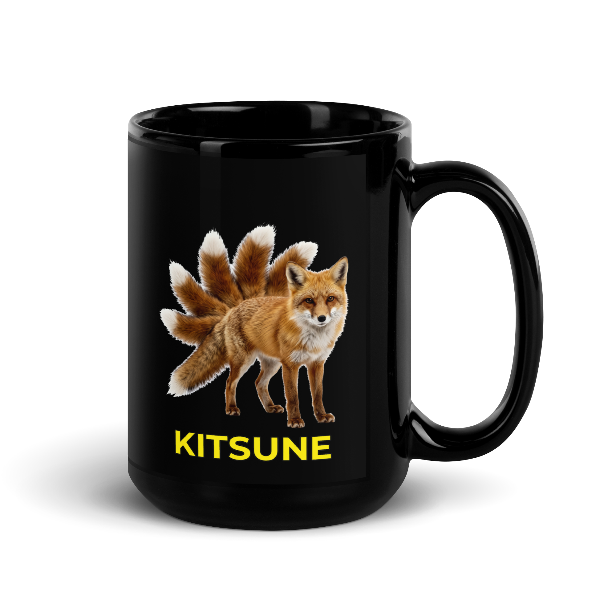 Kitsune Black Glossy Mug