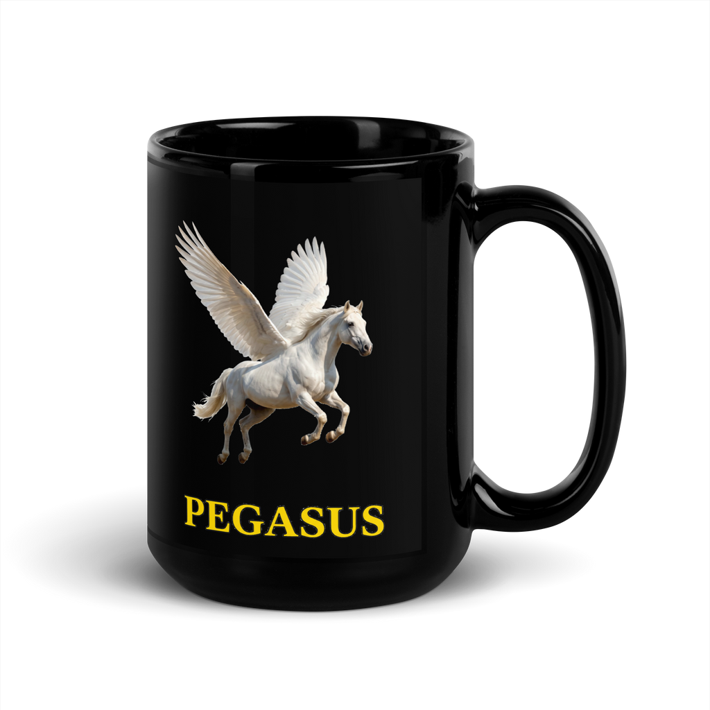 Pegasus Black Glossy Mug
