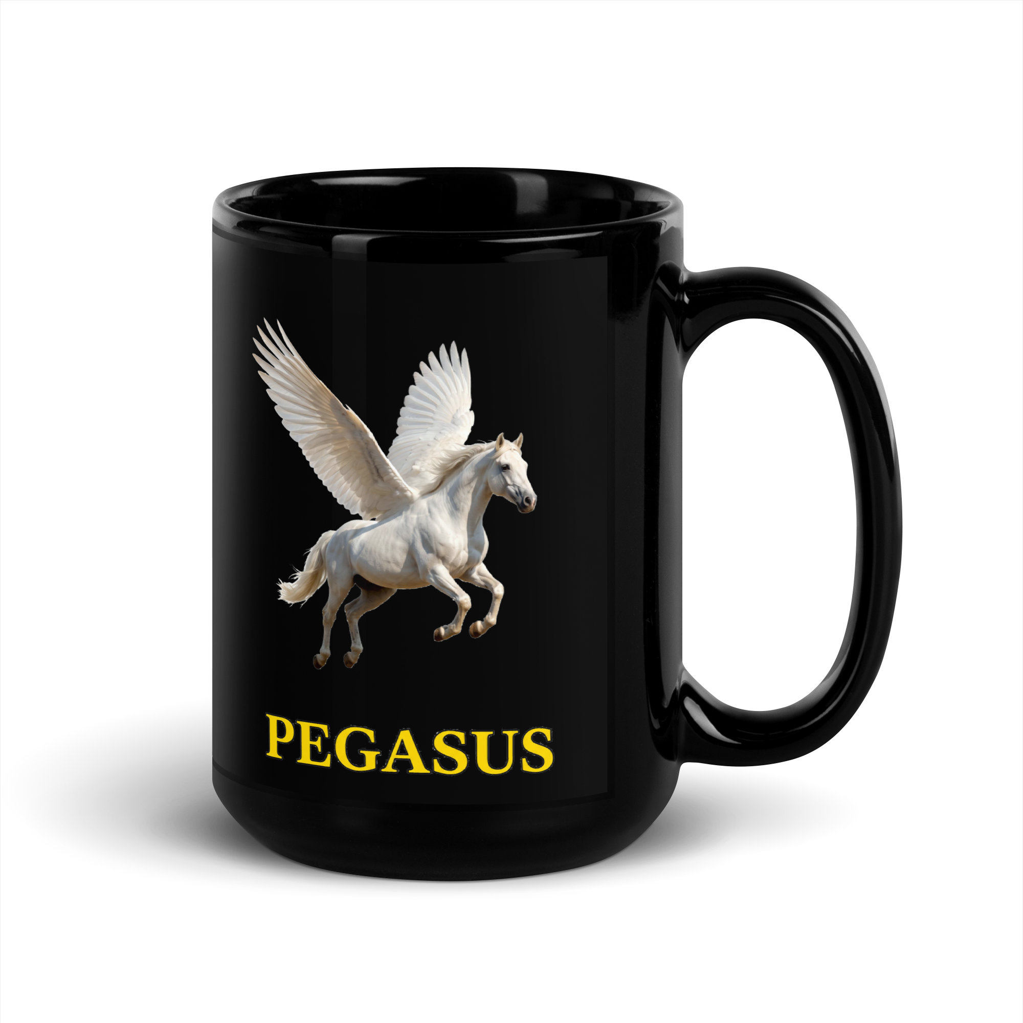 Pegasus Black Glossy Mug