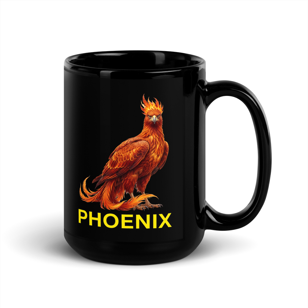 Phoenix Black Glossy Mug