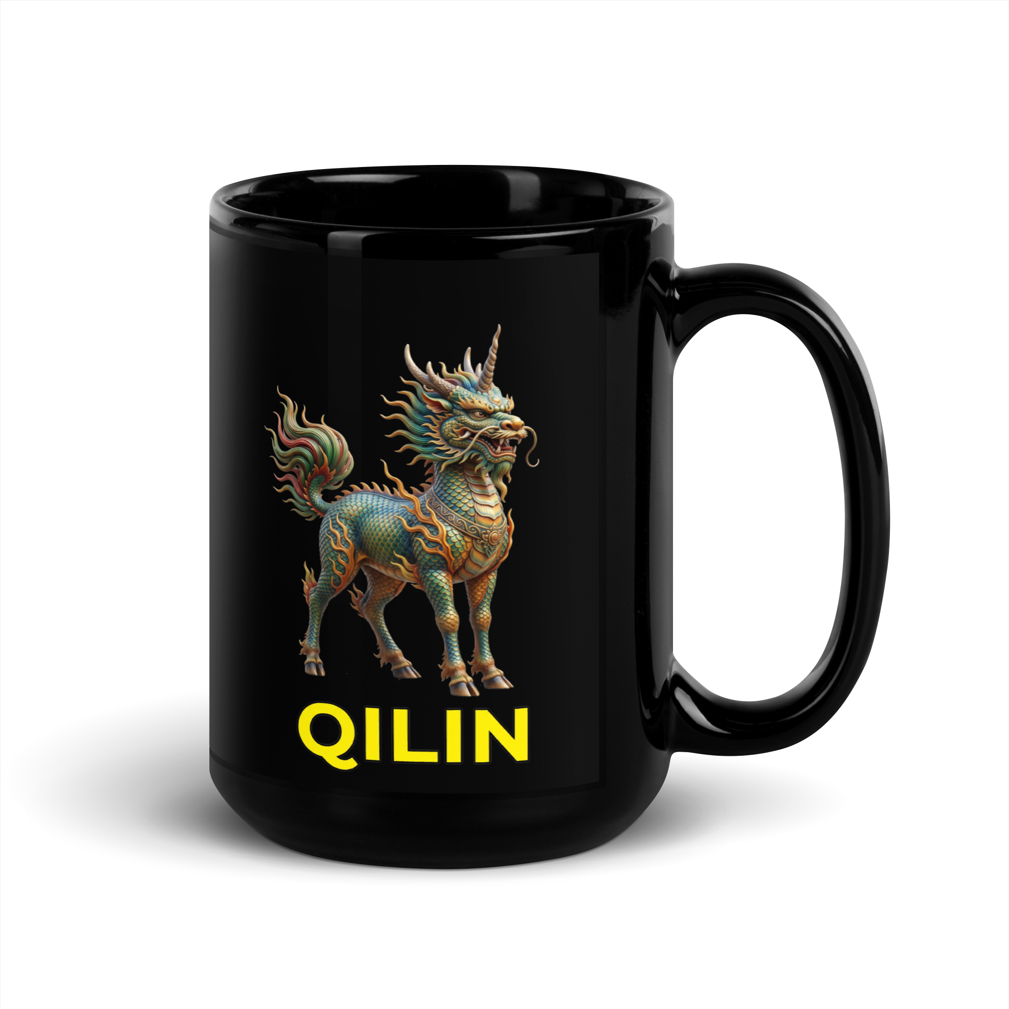 Qilin Black Glossy Mug