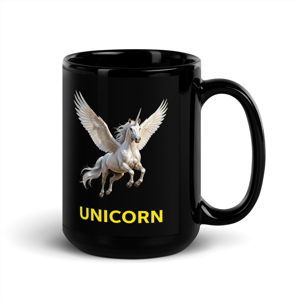 Unicorn Black Glossy Mug