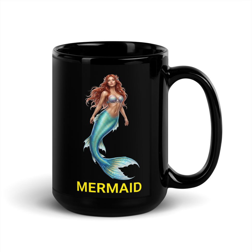 Mermaid Black Glossy Mug
