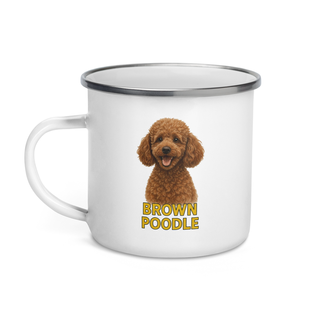 Brown Poodle Enamel Mug