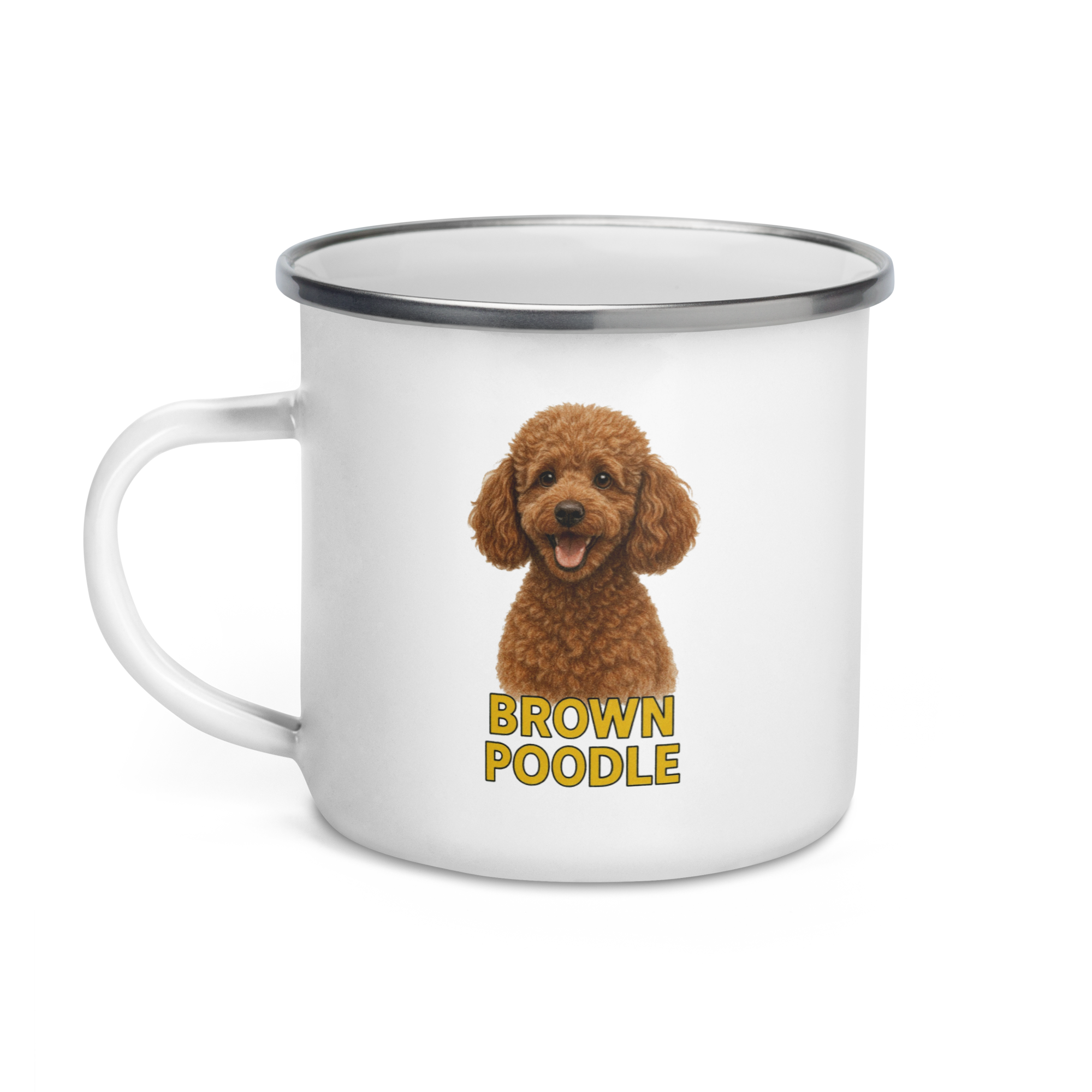 Brown Poodle Enamel Mug