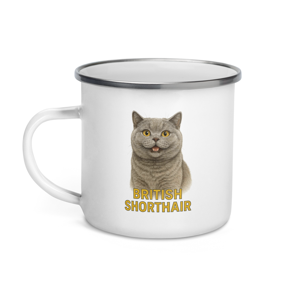 British Shorthair Cat Enamel Mug