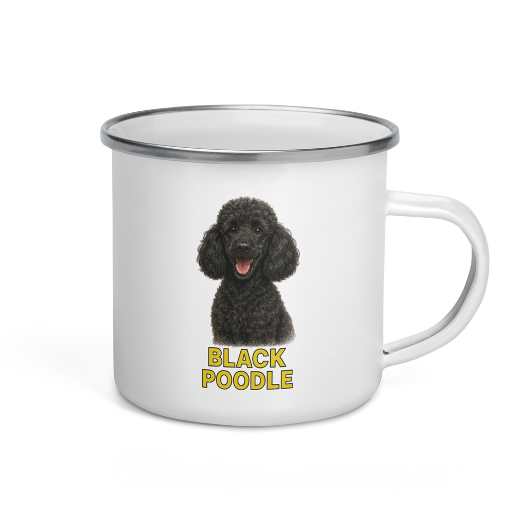 Black Poodle Enamel Mug