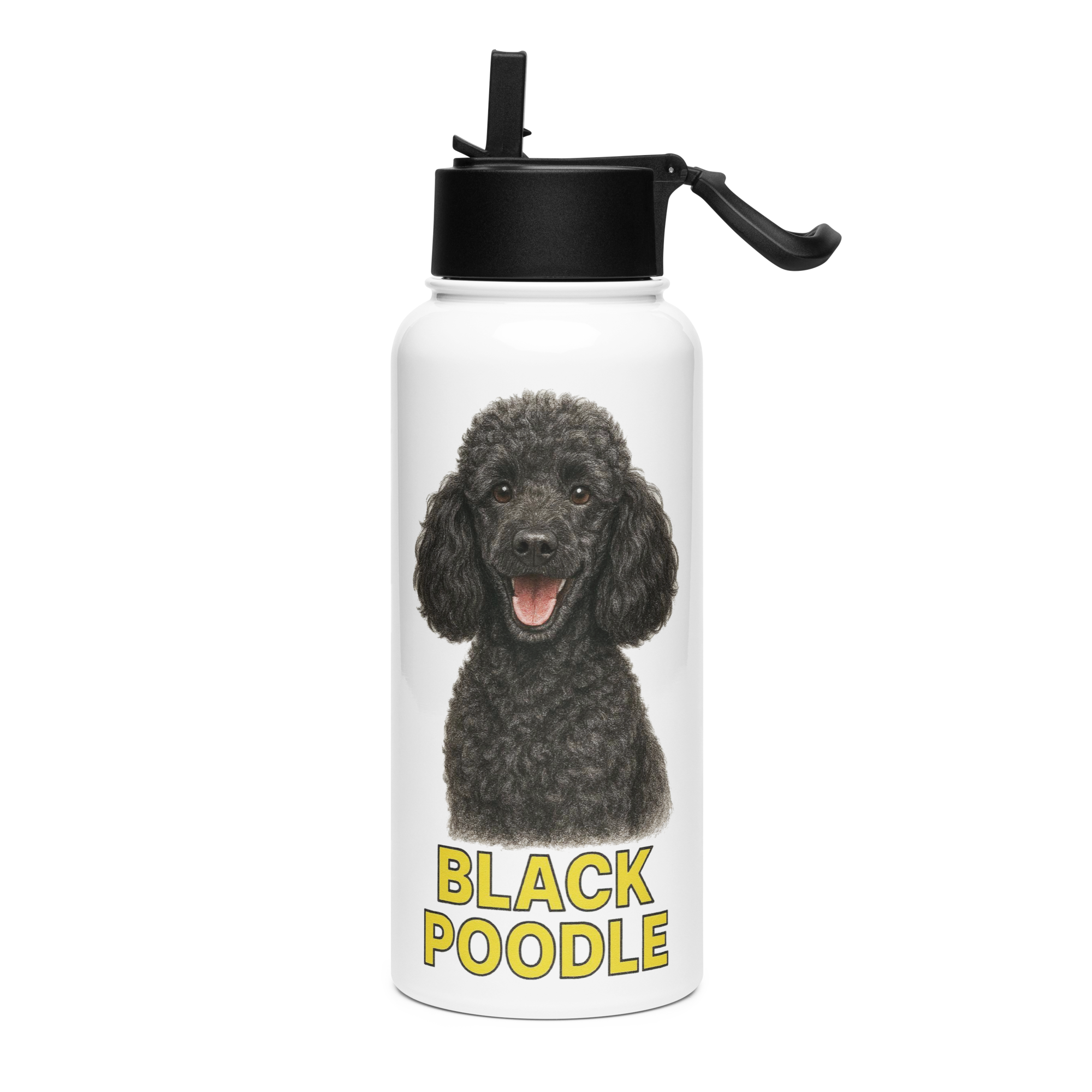 Black Poodle Water Bottle