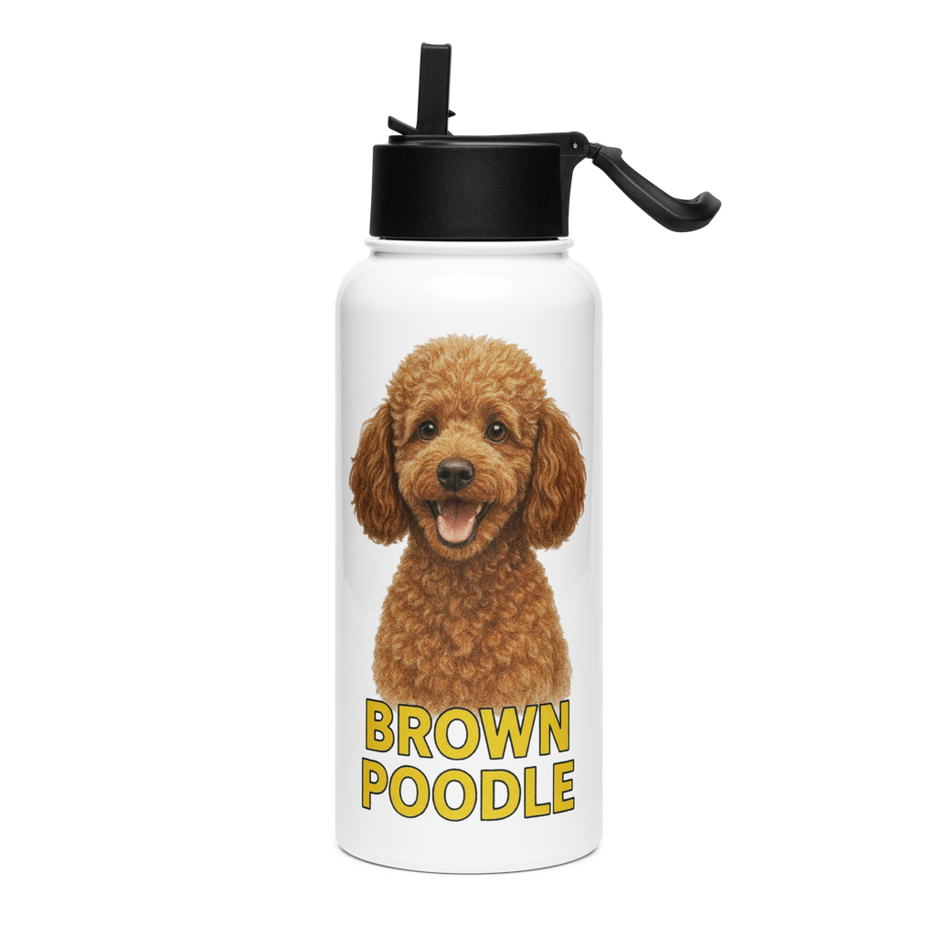 Brown Poodle Water Bottle