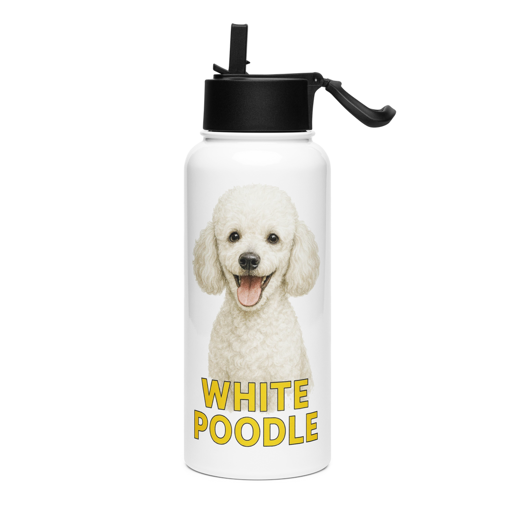 White Poodle Water Bottle