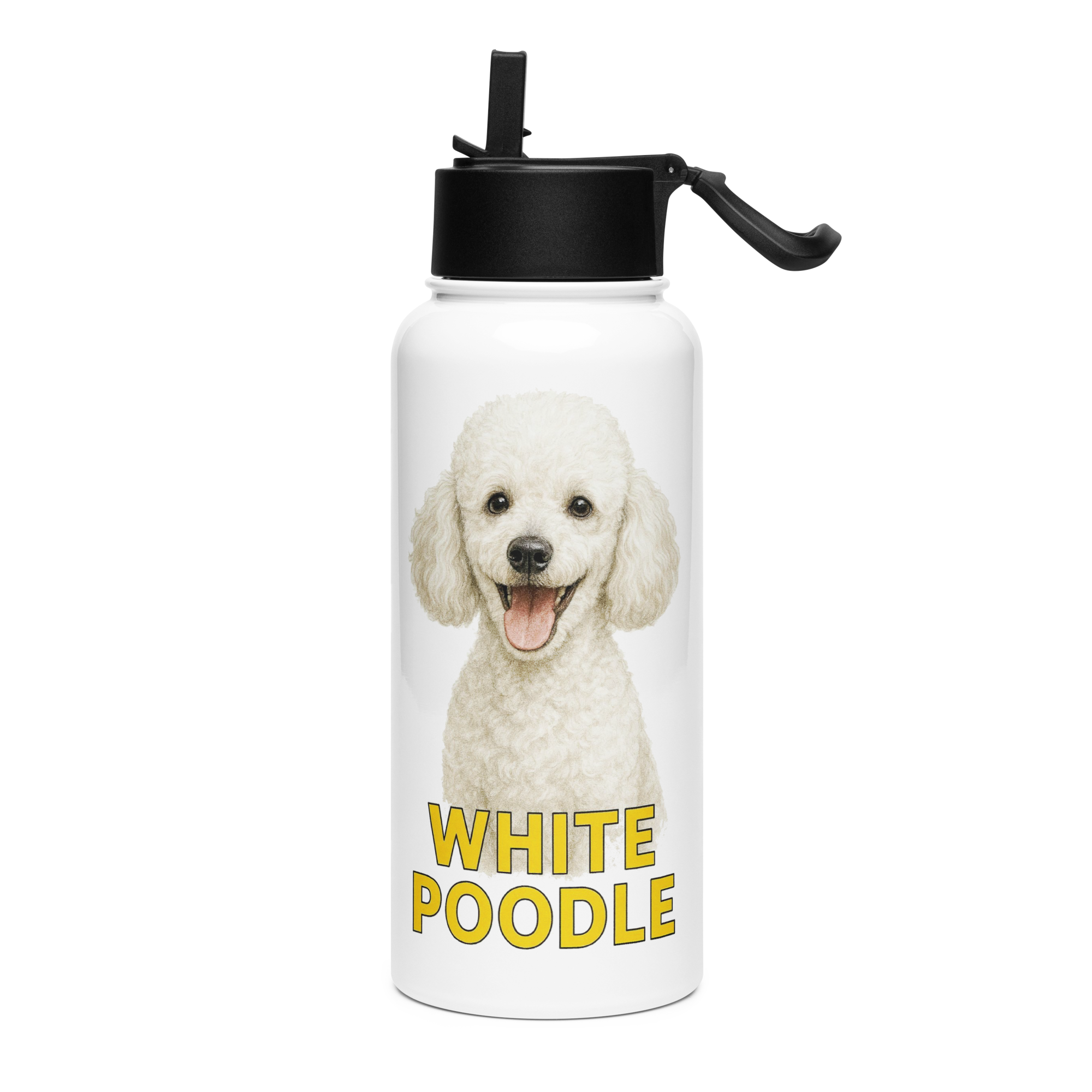 White Poodle Water Bottle