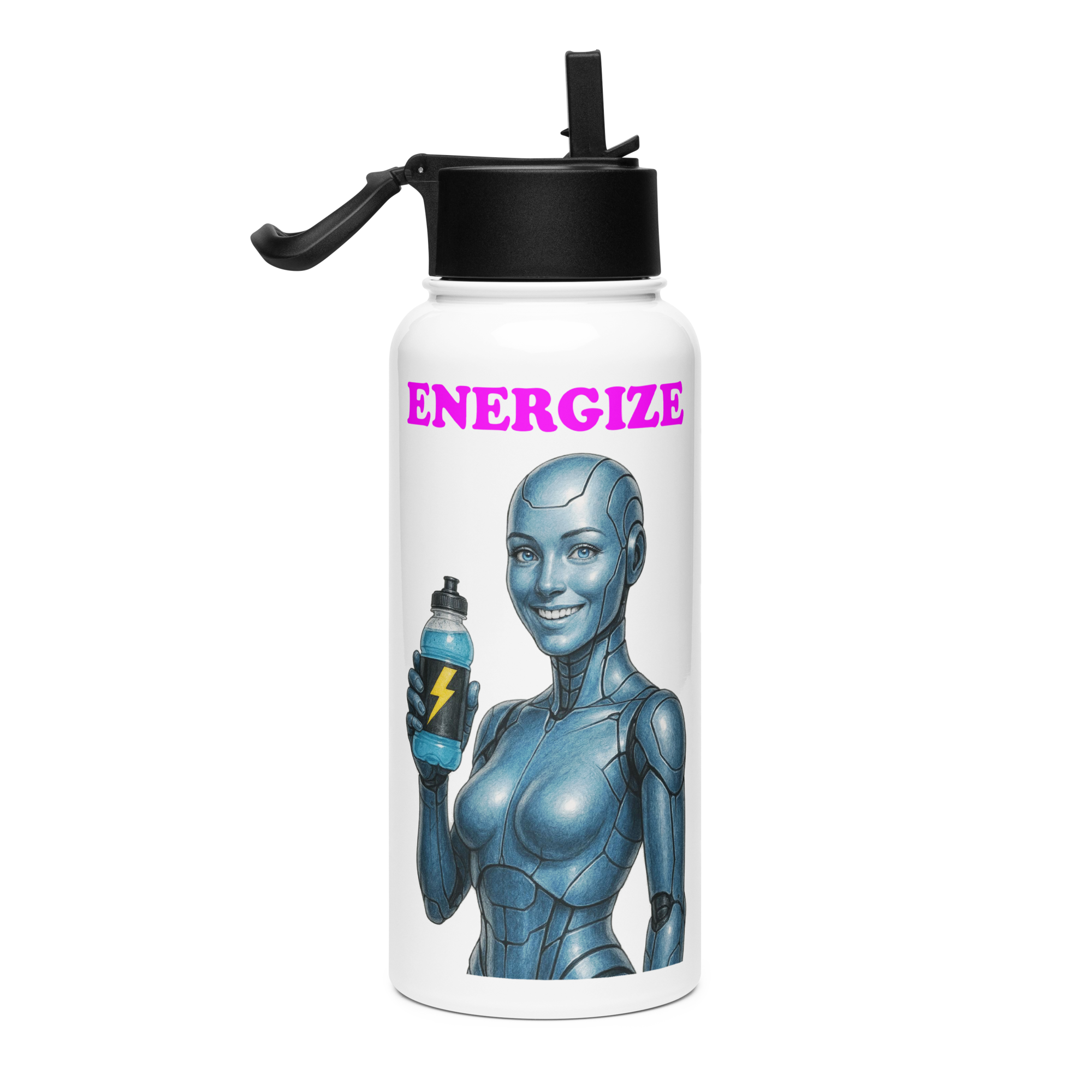 Blue Android Woman Energize Bottle