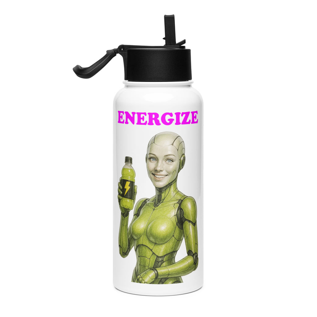 Lime Green Android Woman Energize Bottle