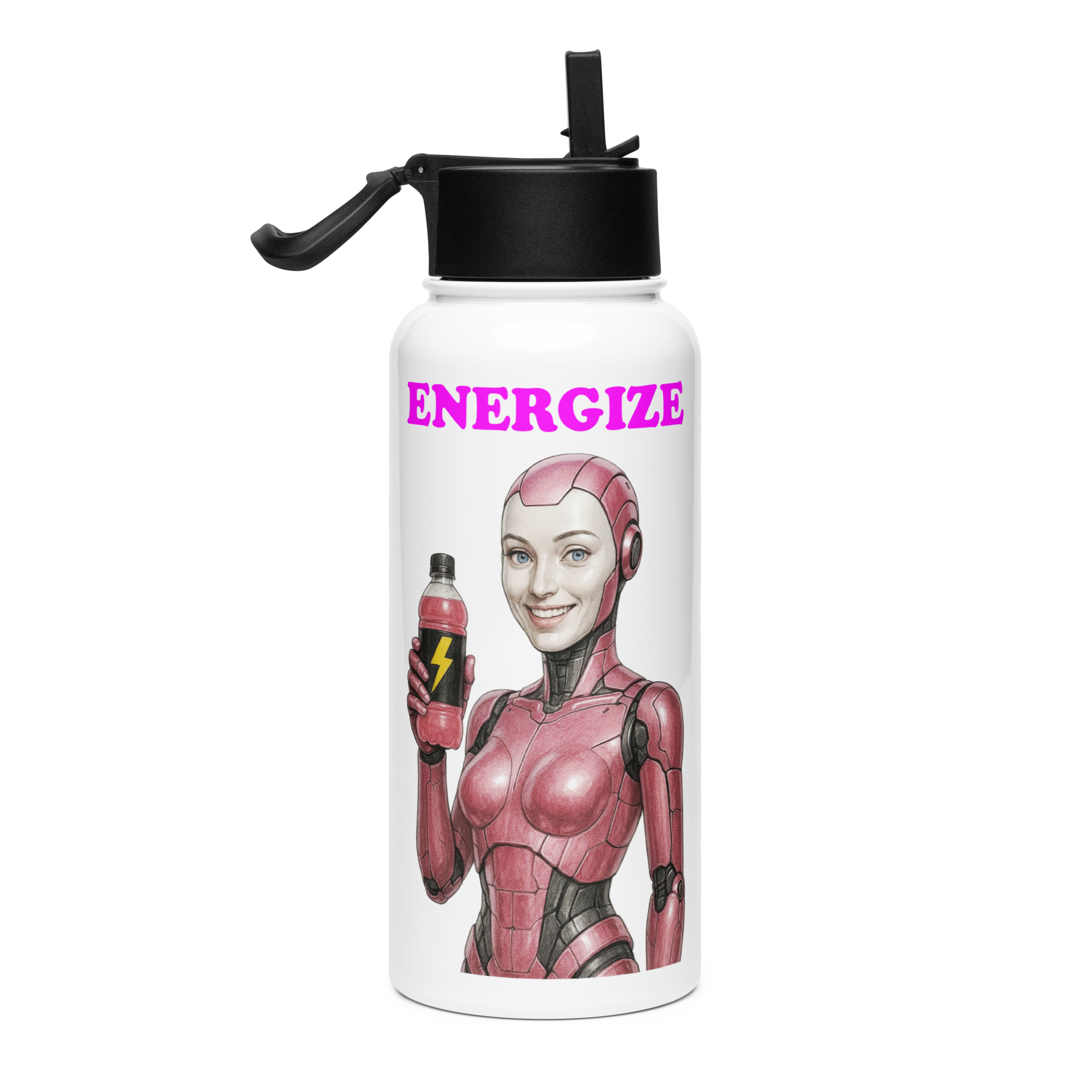 Pink Android Woman Energize Bottle