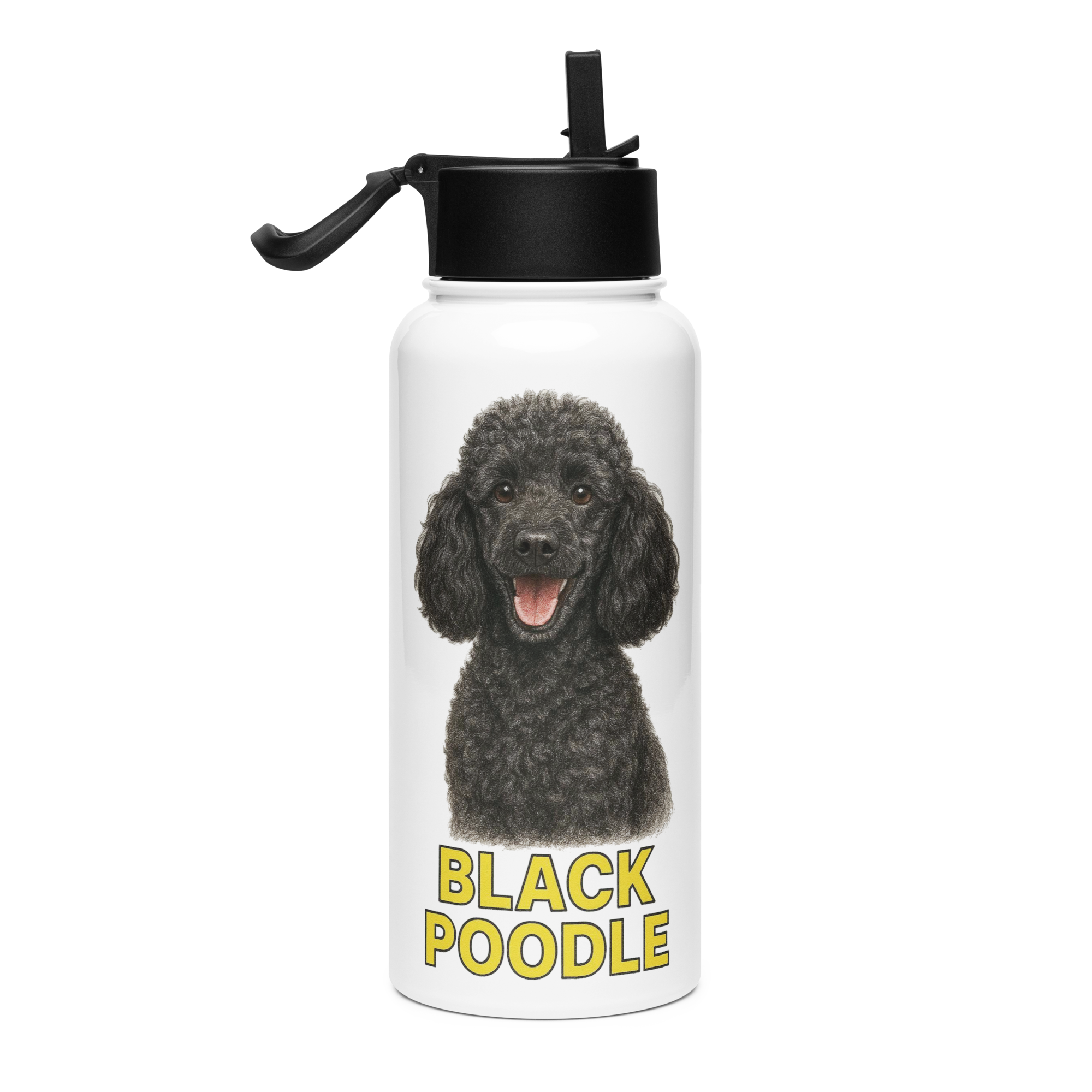 Black Poodle Water Bottle