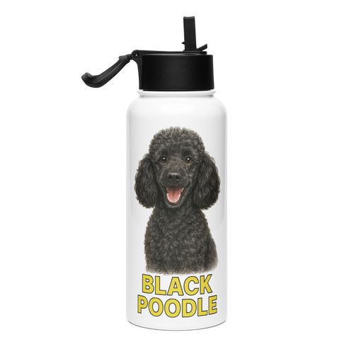 Black Poodle Water Bottle