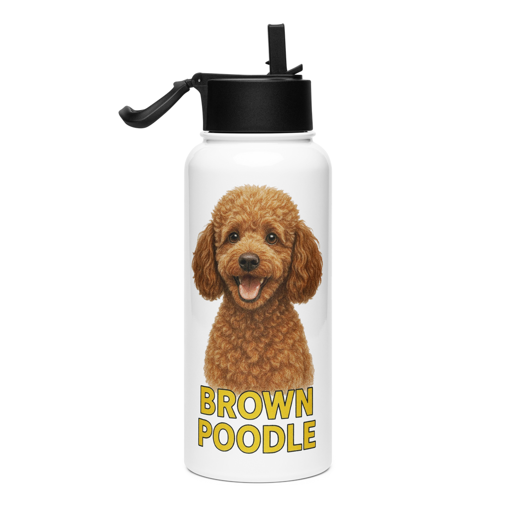 Brown Poodle Water Bottle