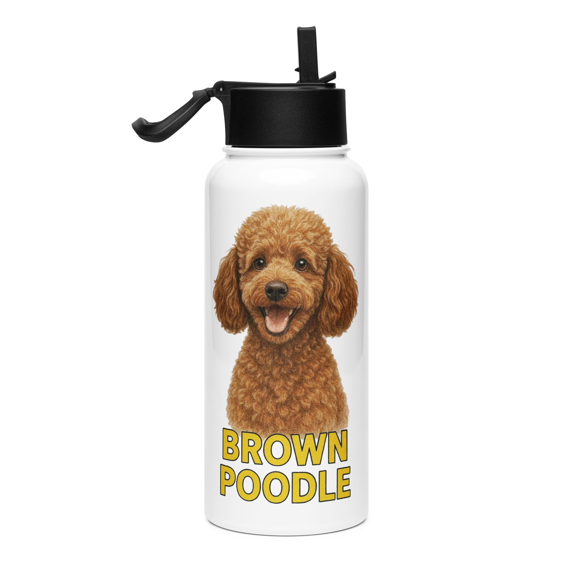 Brown Poodle Water Bottle