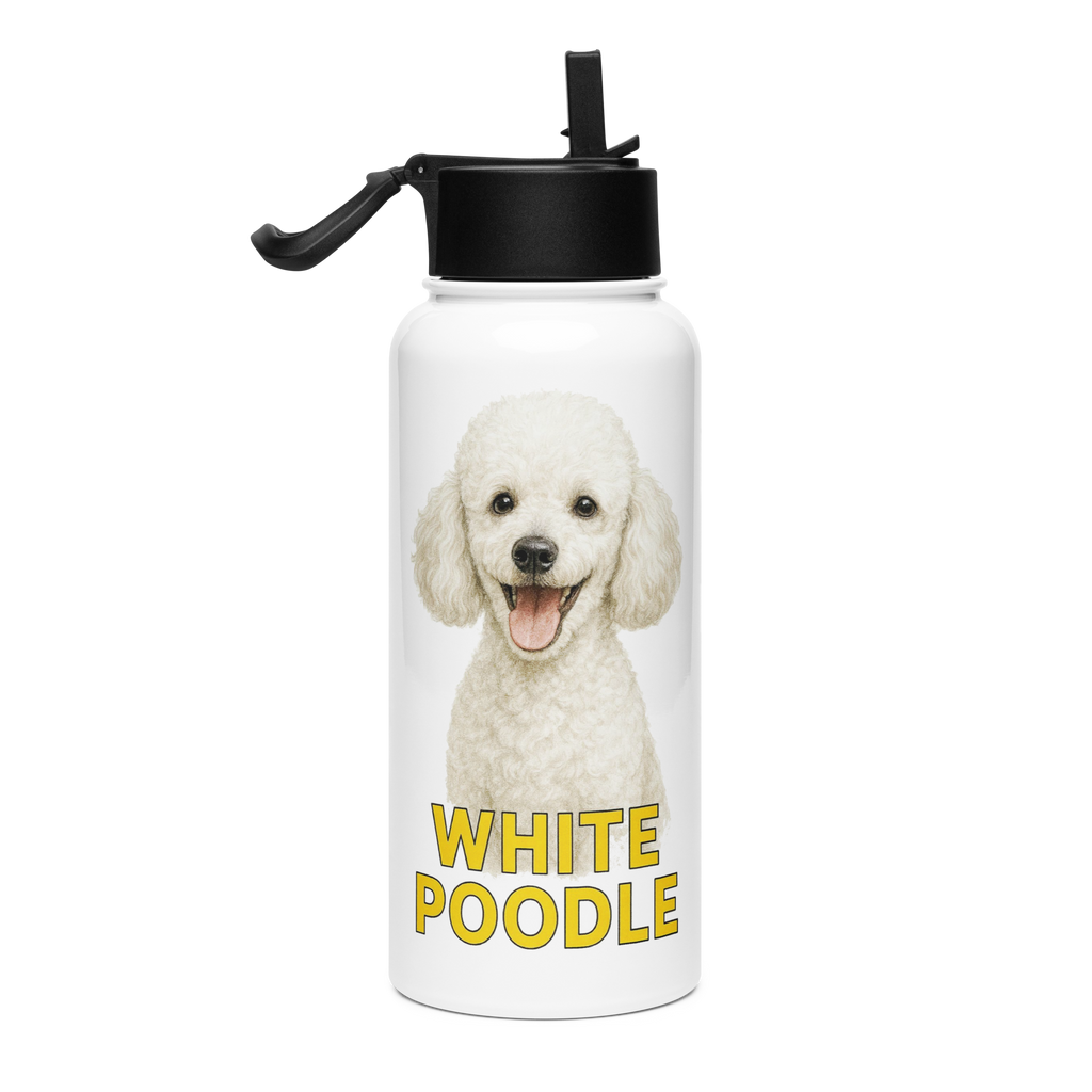 White Poodle Water Bottle