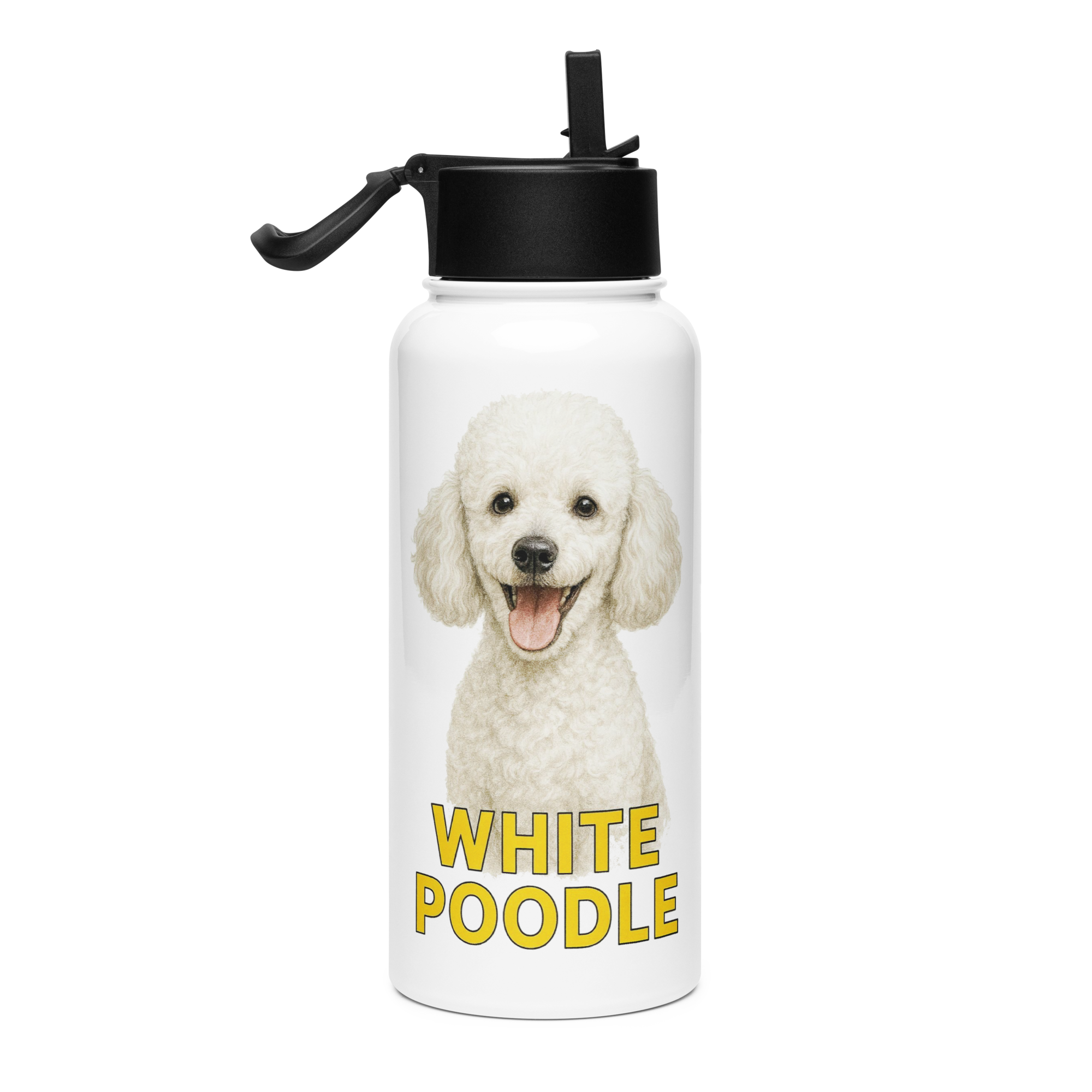 White Poodle Water Bottle