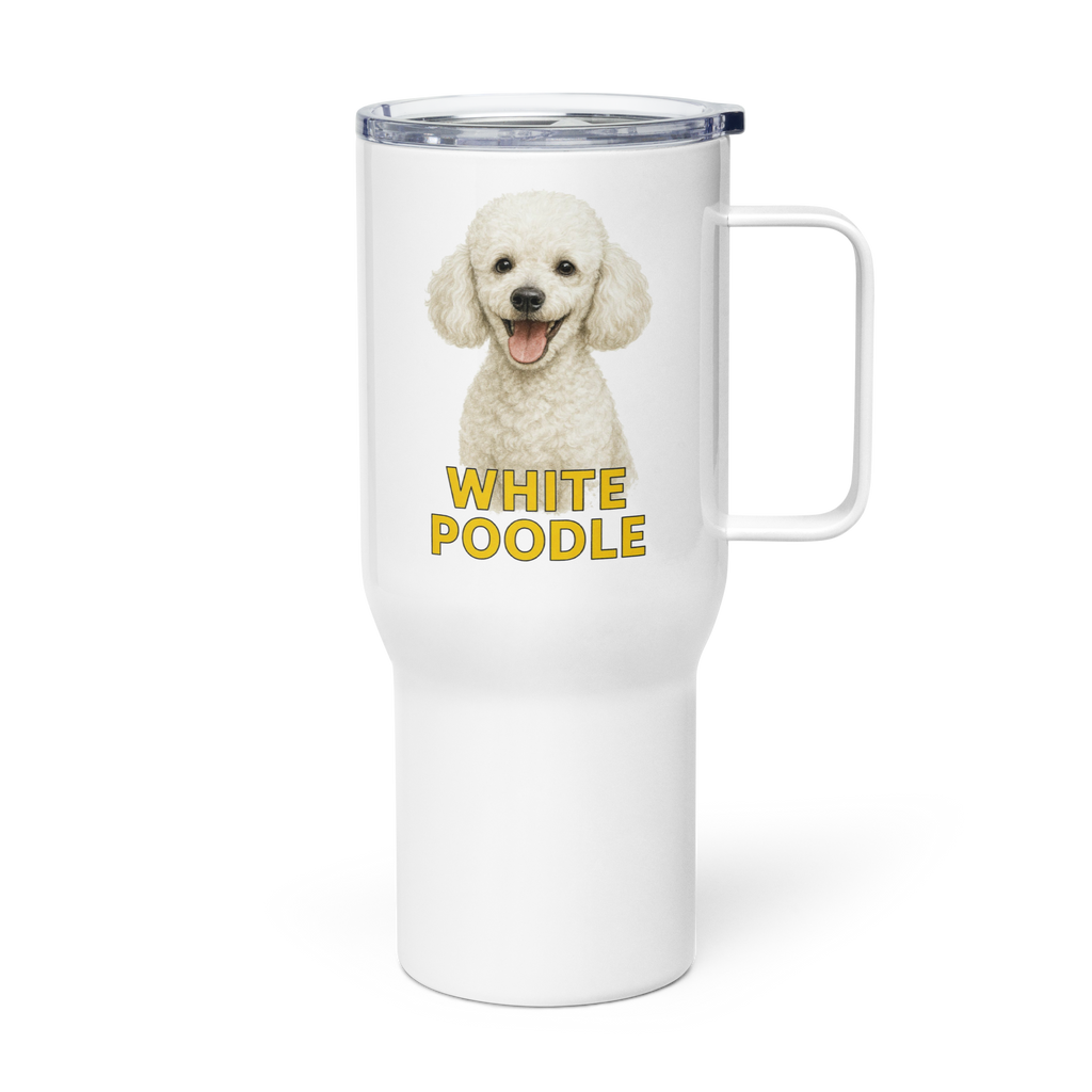 White Poodle Travel Mug